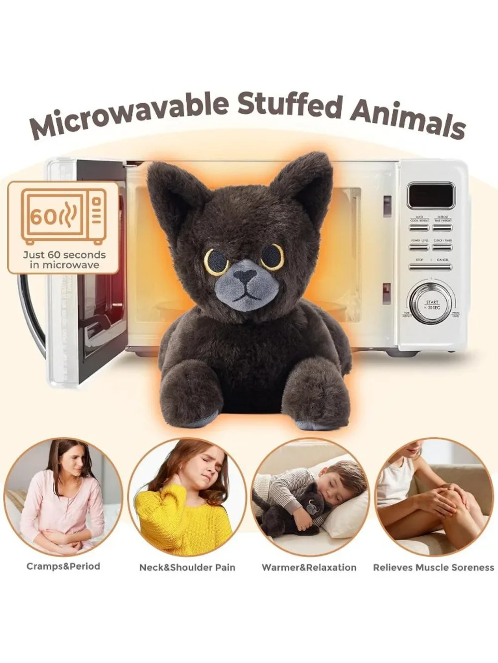 Black Cat Weighted Plush Lavender Scented Microwavable Heating Pad Cozy Toy
